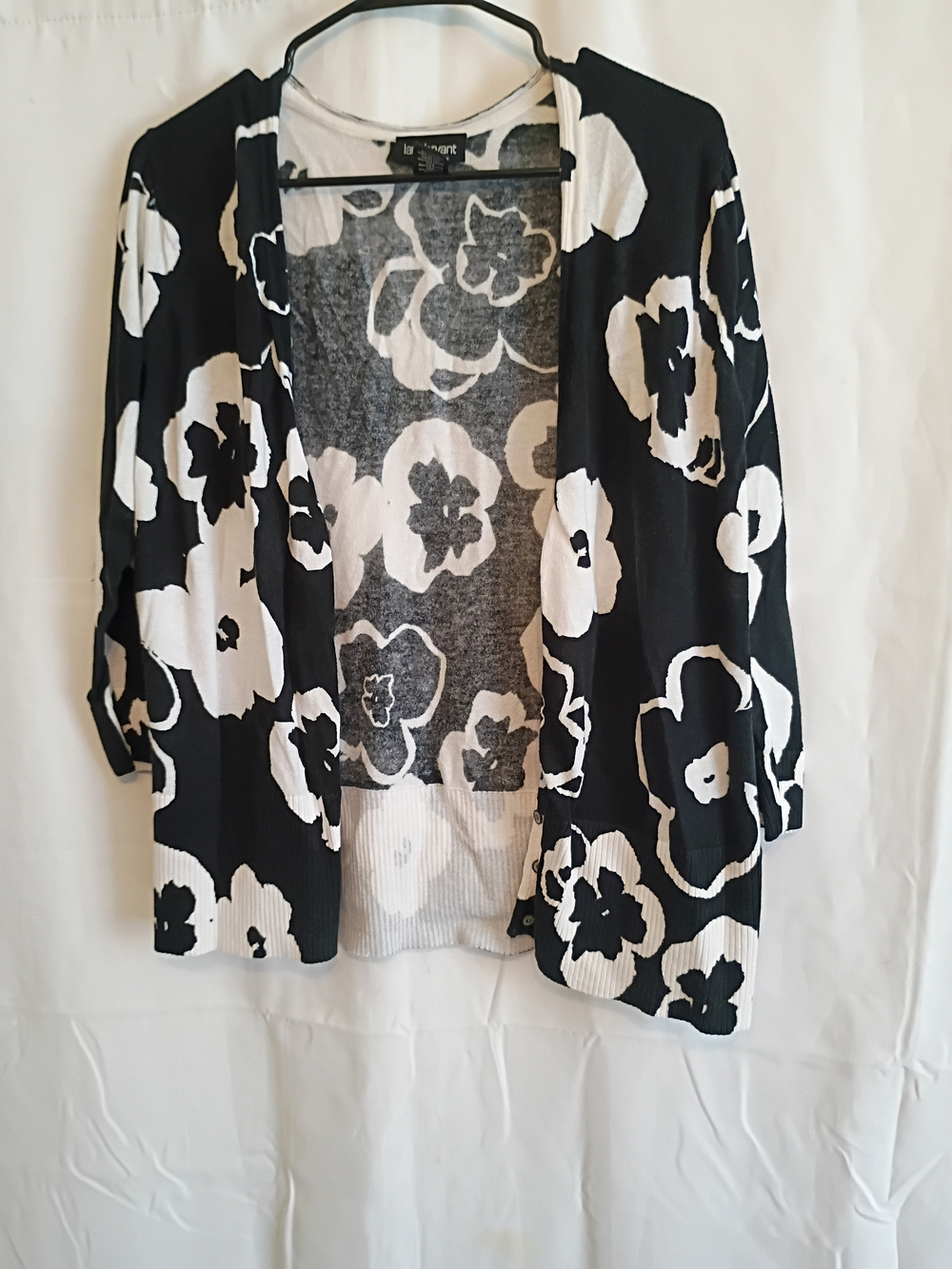 Lane Bryant Black and White Floral Open Cardigan Size 18/20